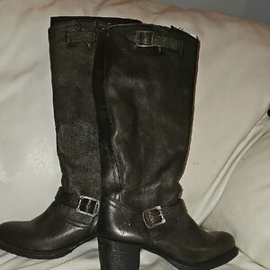 Frye Black Leather Heeled Boots